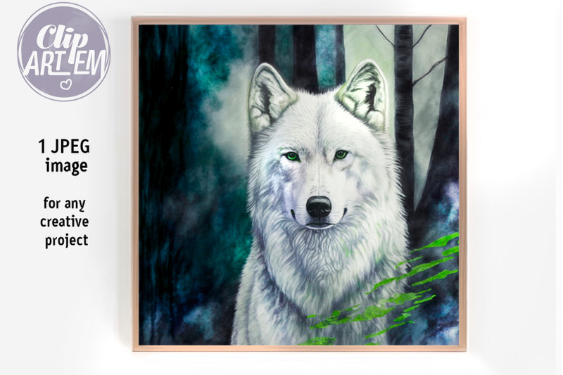 white-wolf-in-the-forest-painting-jpeg-digital-image-wall-art