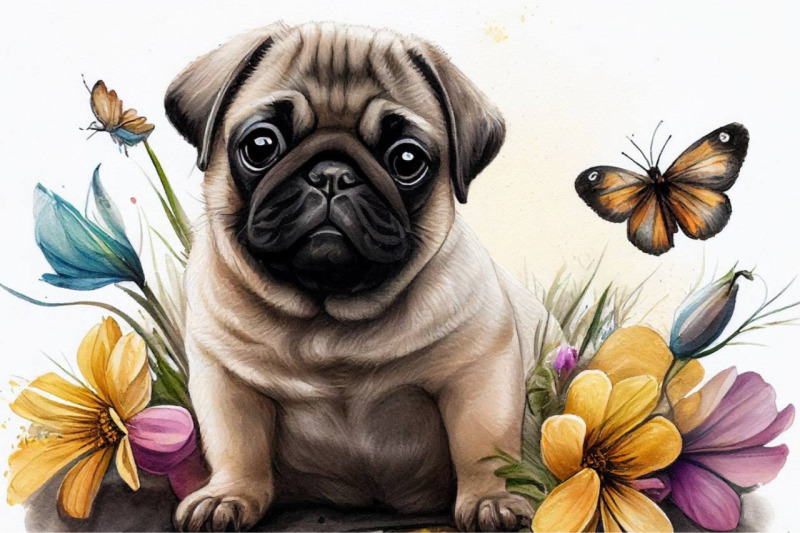 spring-watercolor-dog