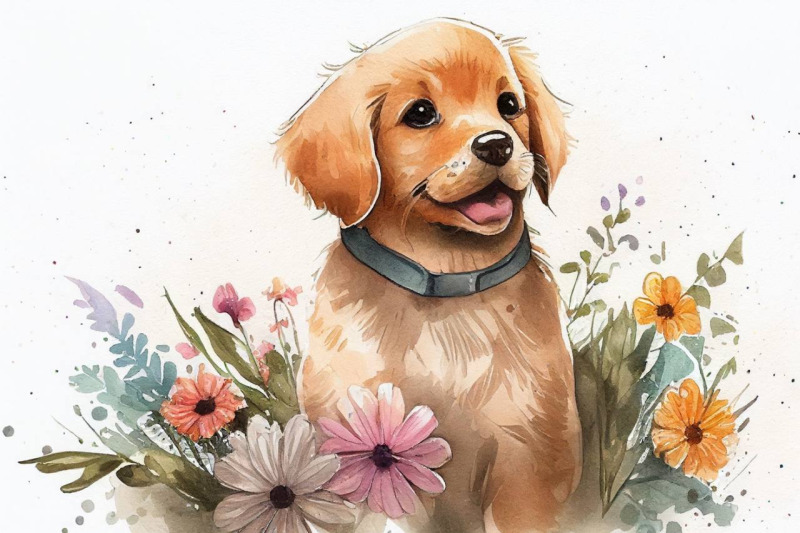 spring-watercolor-dog