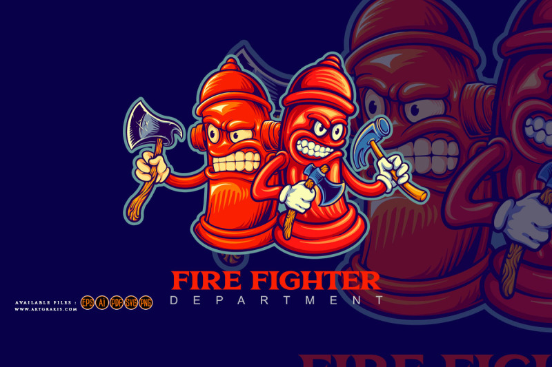 firefighter-hydrant-department-logo-cartoon-illustrations