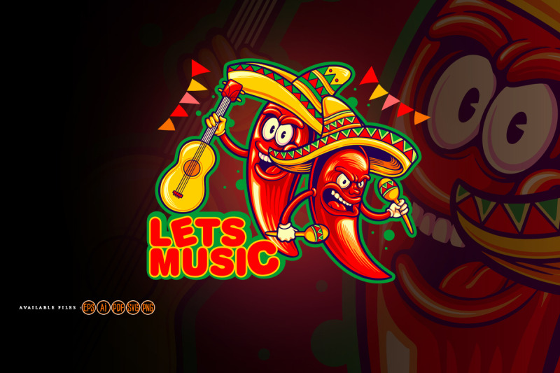 chilli-pepper-joint-lets-music-cinco-de-mayo-logo-illustrations