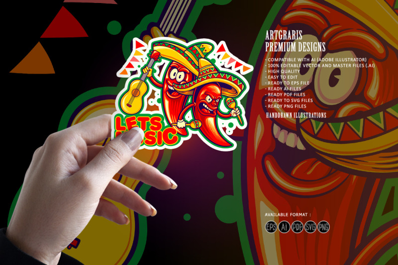 chilli-pepper-joint-lets-music-cinco-de-mayo-logo-illustrations