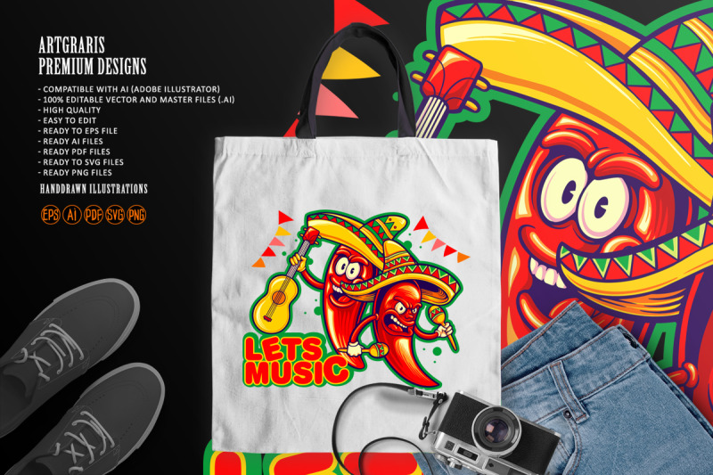 chilli-pepper-joint-lets-music-cinco-de-mayo-logo-illustrations