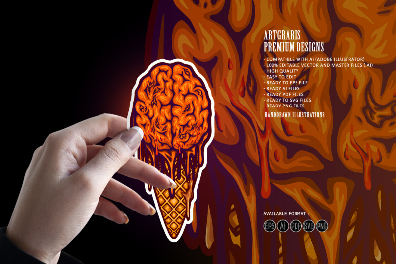 delicious-zombie-ice-cream-brain-logo-cartoon-illustrations