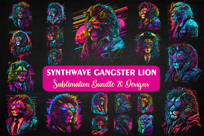 synthwave-retro-gangster-lion-bundle