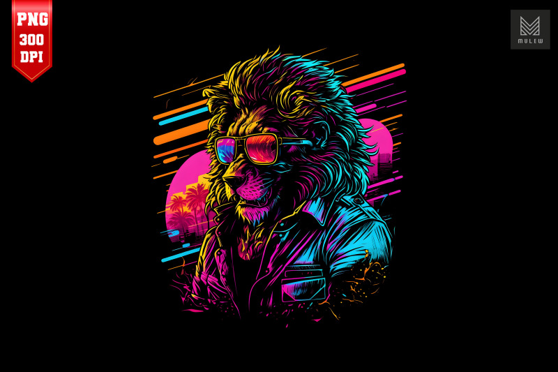 synthwave-retro-gangster-lion