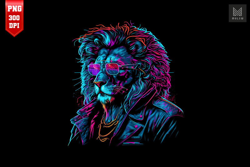 synthwave-retro-gangster-lion-2