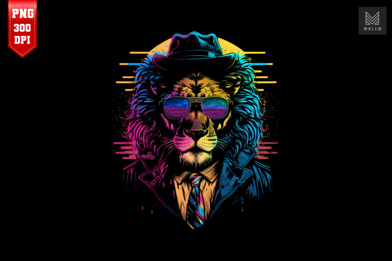 synthwave-retro-gangster-lion-3