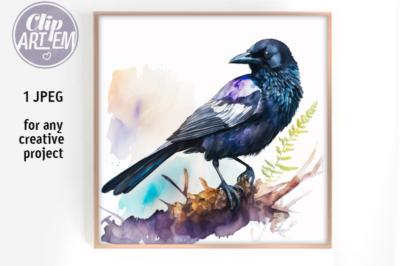 raven-sitting-on-the-branch-jpeg-painting-image-wall-art-digital-print
