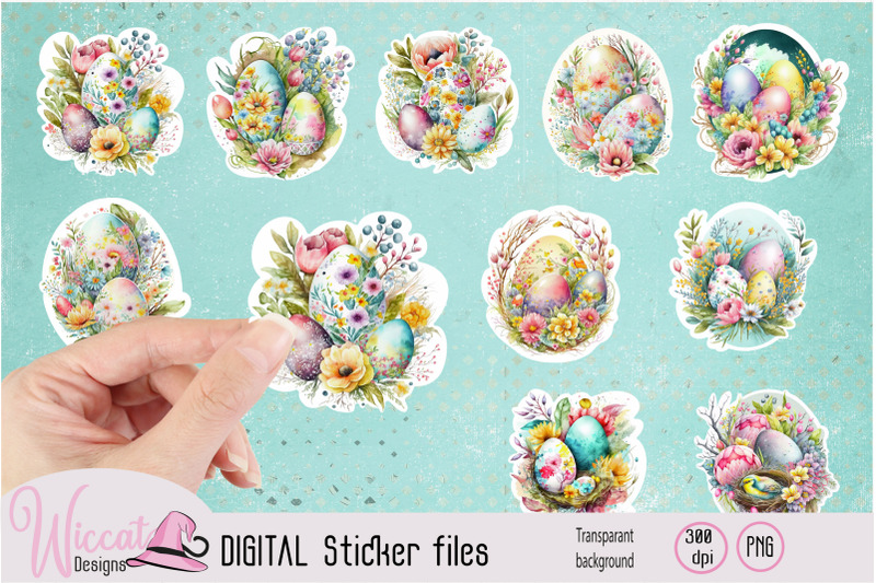 water-color-easter-flower-stickers-png