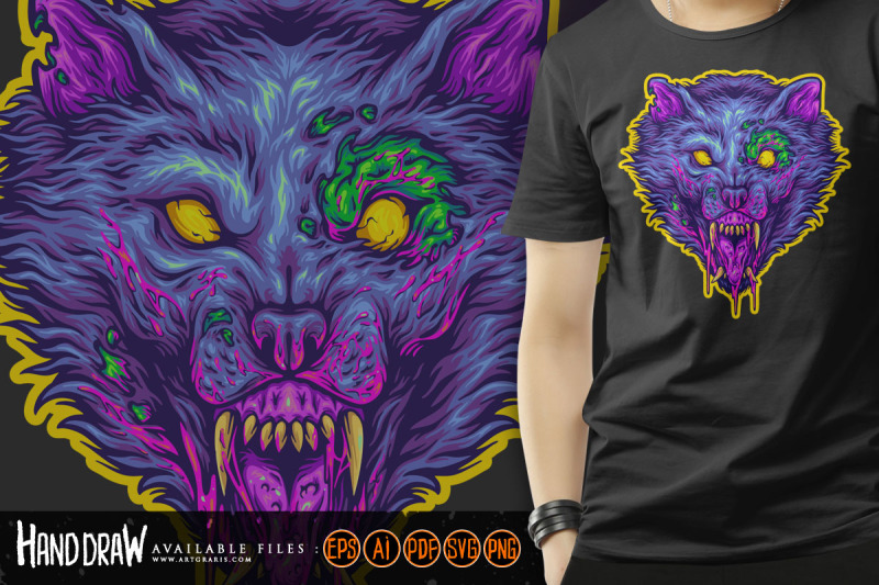 monster-zombie-wolf-head-horror-logo-illustrations