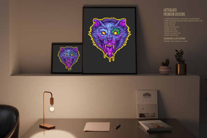 monster-zombie-wolf-head-horror-logo-illustrations