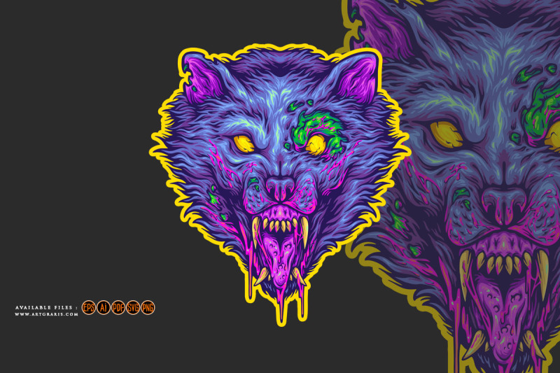 monster-zombie-wolf-head-horror-logo-illustrations