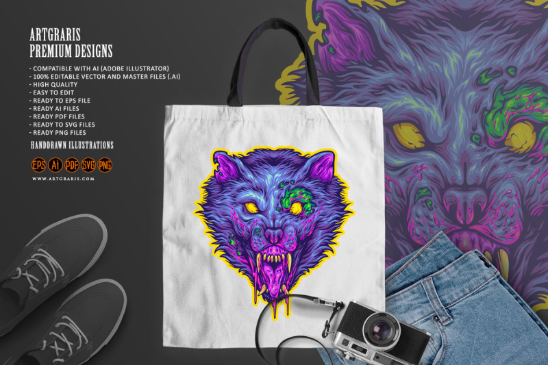 monster-zombie-wolf-head-horror-logo-illustrations