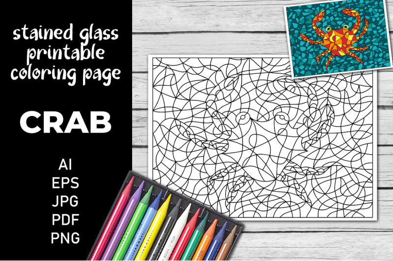crab-coloring-page-stained-glass-coloring-book