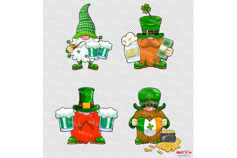 st-patricks-day-gnome-cartoon-characters-2-clip-art-vector