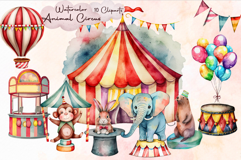 watercolor-animal-circus-collection