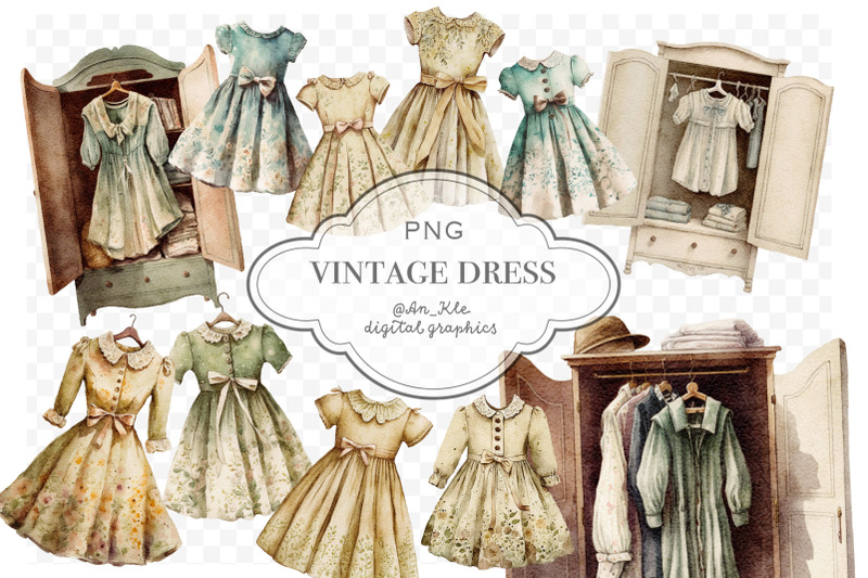 vintage-dresses-watercolour-clipart