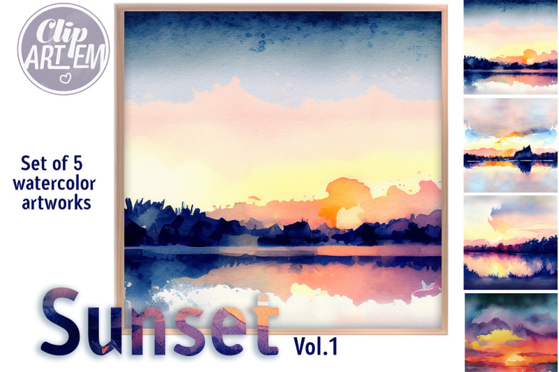 sunset-painting-watercolor-5-jpeg-bundle-background-images-home-modern-decor-digital-print