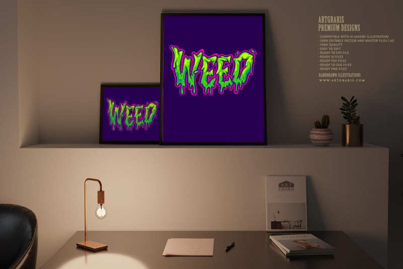 spooky-weed-melted-words-hand-lettering-text-illustrations