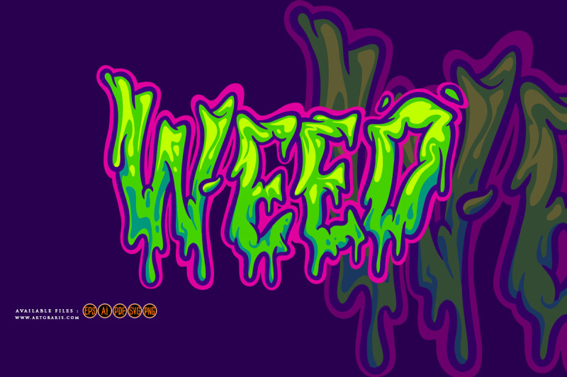 spooky-weed-melted-words-hand-lettering-text-illustrations