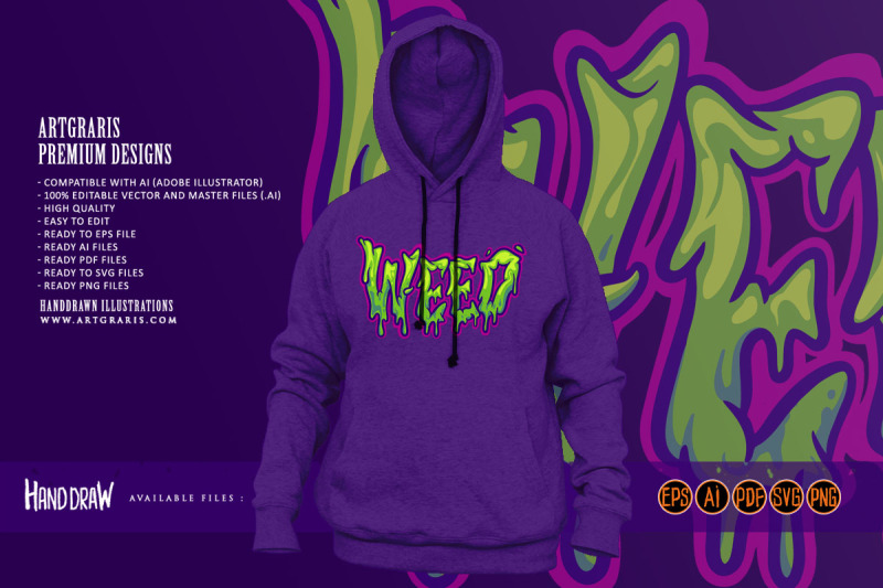 spooky-weed-melted-words-hand-lettering-text-illustrations