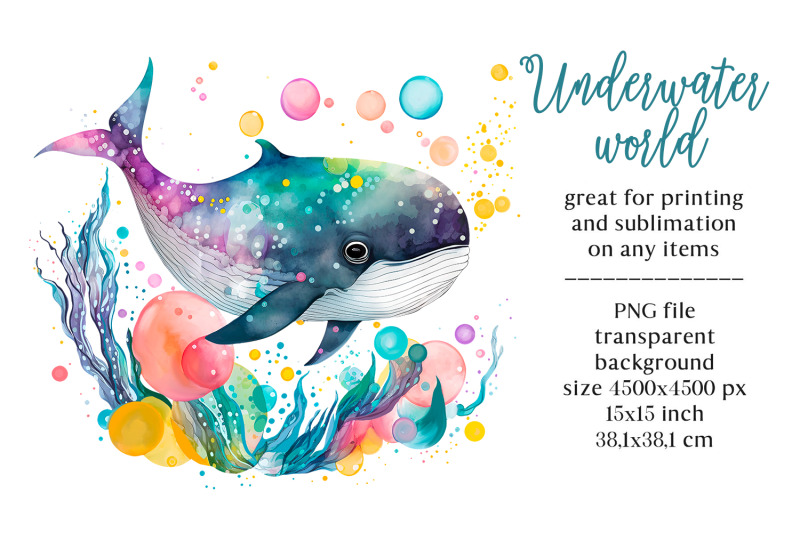 cute-whale-watercolor-clipart-sea-animal-character-design