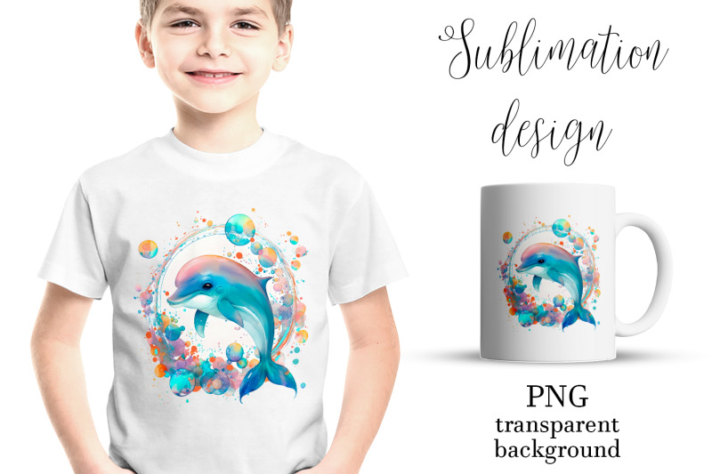 dolphin-sea-life-sublimation-design-for-printing