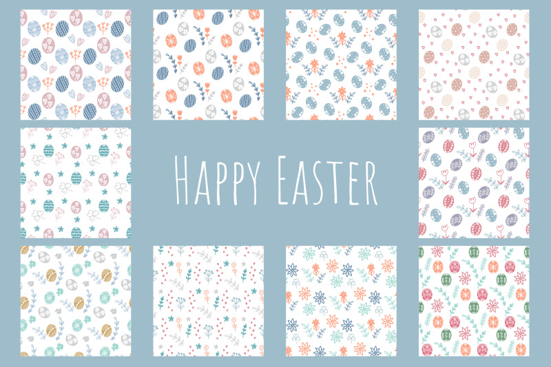 easter-digital-papers-spring-seamless-patterns-set