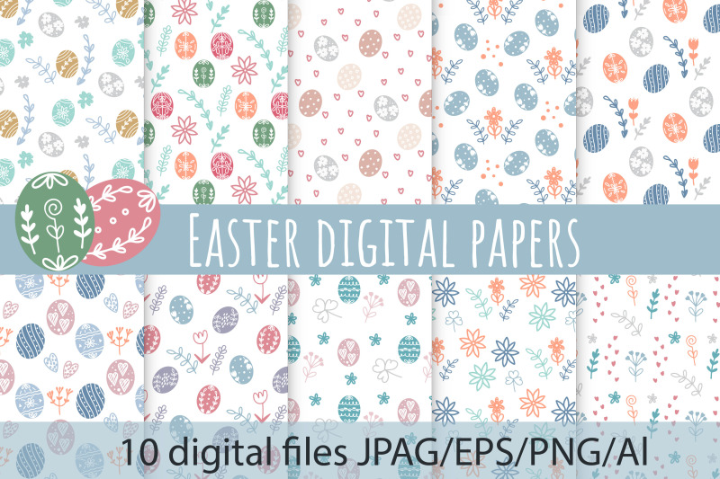 easter-digital-papers-spring-seamless-patterns-set