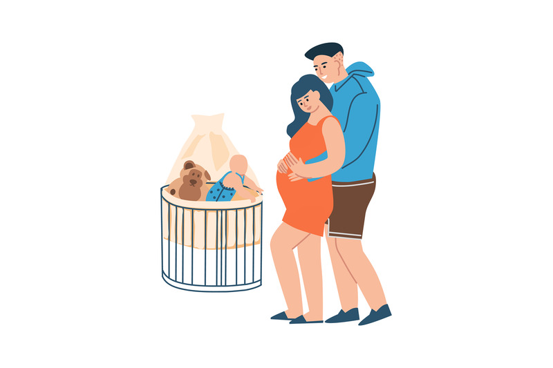 young-family-young-parents-expecting-childbirth-isolated-cartoon-hug