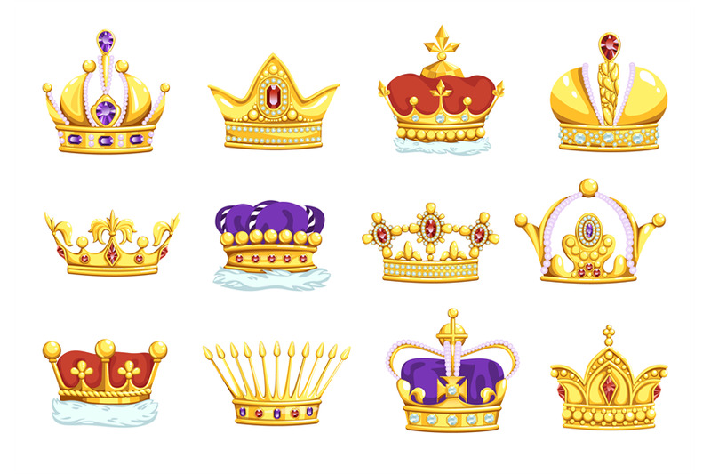 cartoon-crowns-golden-king-and-queen-royal-headwear-gold-diadems-wit