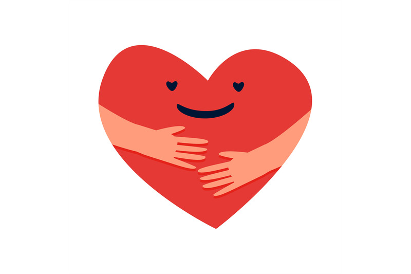 cartoon-hugged-heart-love-yourself-concept-red-symbol-with-smiling-f