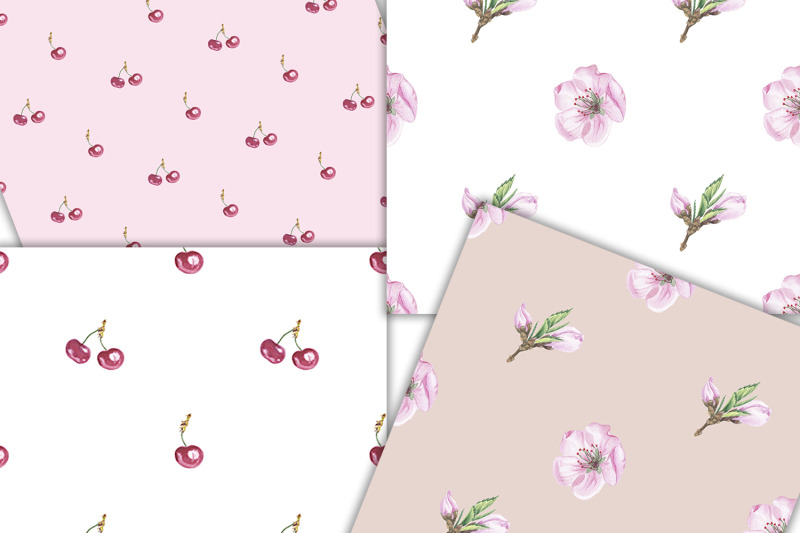 watercolor-cherry-flowers-blossom-berry-pattern-seamless