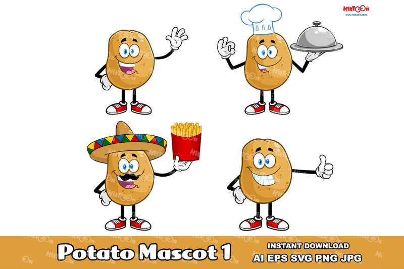 potato-cartoon-mascot-characters-1-vector-collection-set