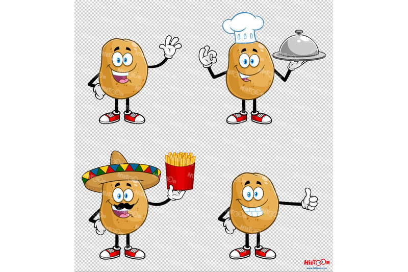 potato-cartoon-mascot-characters-1-vector-collection-set