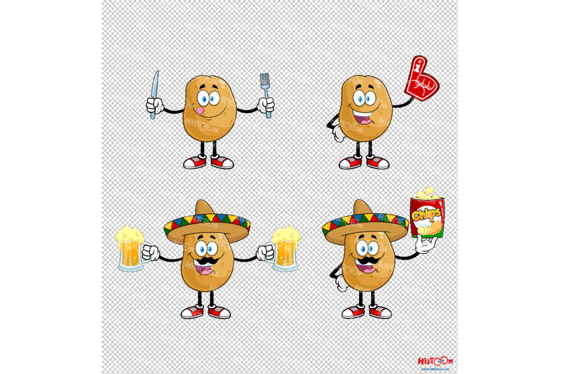 potato-cartoon-mascot-characters-2-vector-collection-set