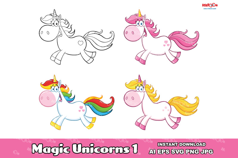 magic-unicorn-cartoon-mascot-character-1-vector-collection