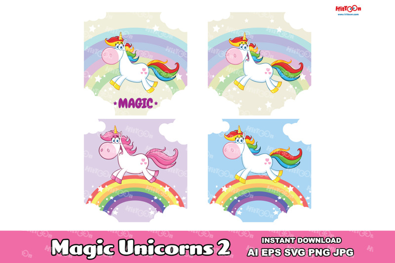 magic-unicorn-cartoon-mascot-character-2-vector-collection