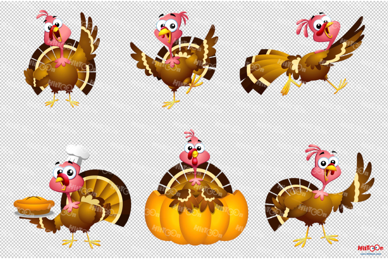 turkey-baby-cartoon-character-flat-design-vector-collection