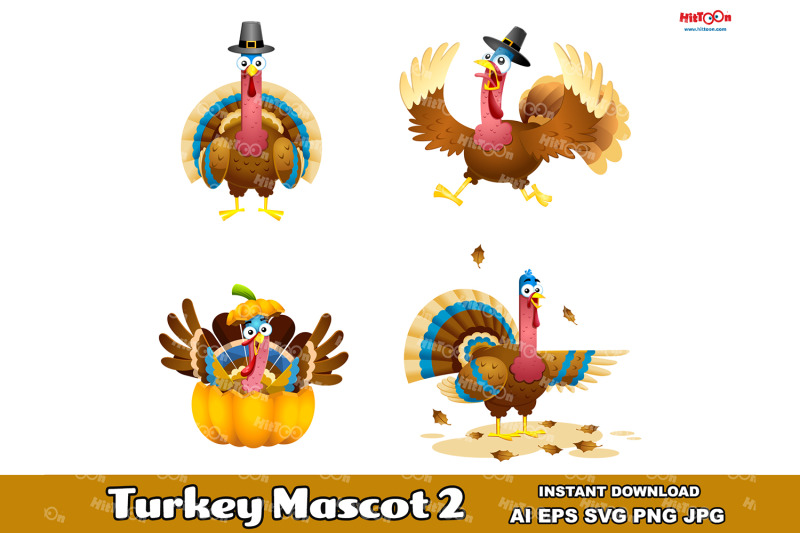 turkey-cartoon-mascot-character-flat-design-2-vector-collection