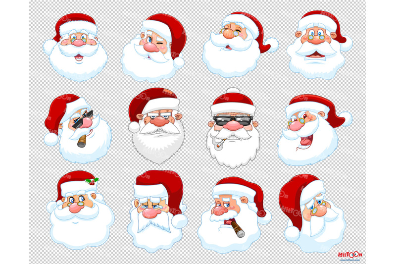 classic-santa-claus-face-cartoon-characters-vector-collection