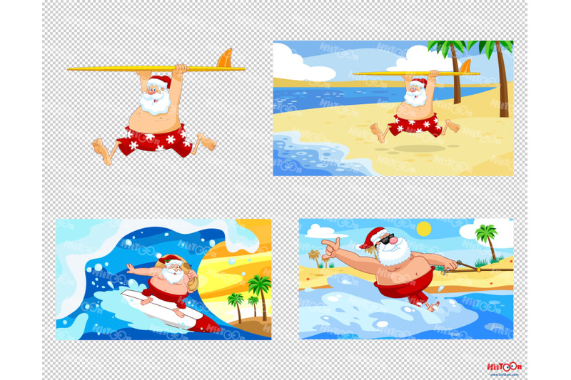 summer-santa-claus-cartoon-characters-1-vector-collection