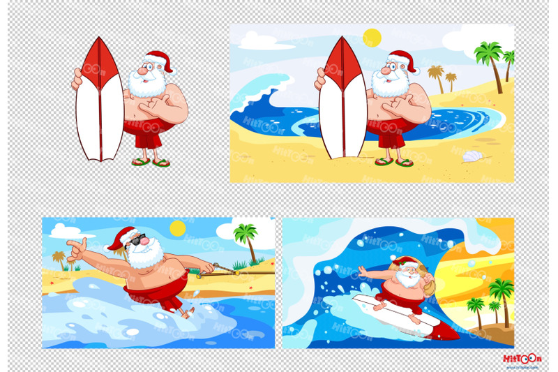 summer-santa-claus-cartoon-characters-2-vector-collection