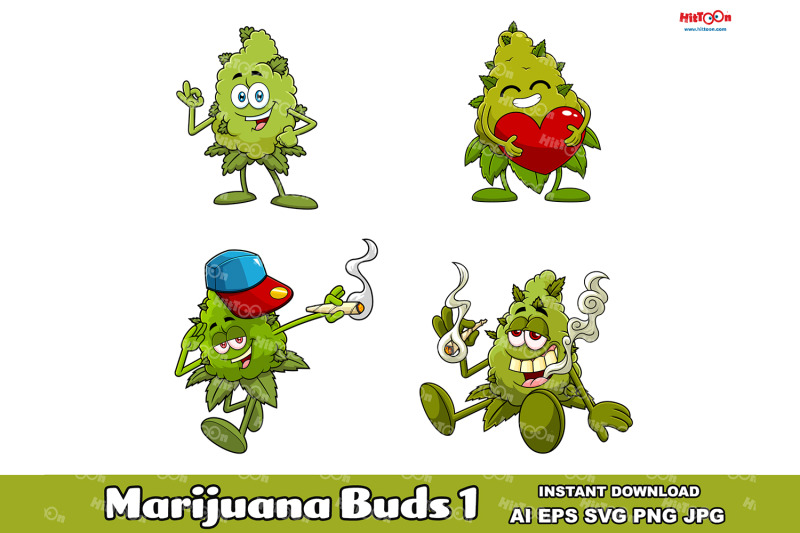 marijuana-buds-cartoon-mascot-characters-1-vector-collection