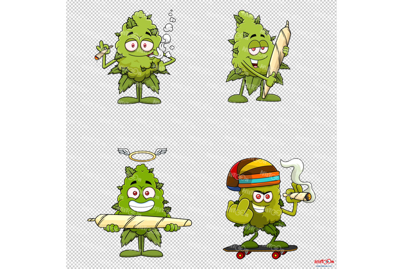 marijuana-buds-cartoon-mascot-characters-2-vector-collection