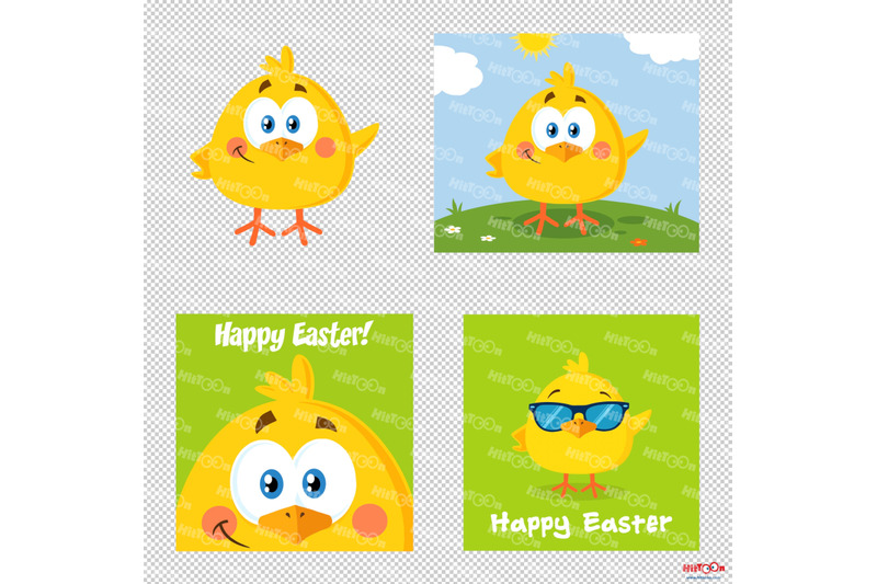 yellow-chick-cartoon-mascot-character-vector-hand-drawn-collection