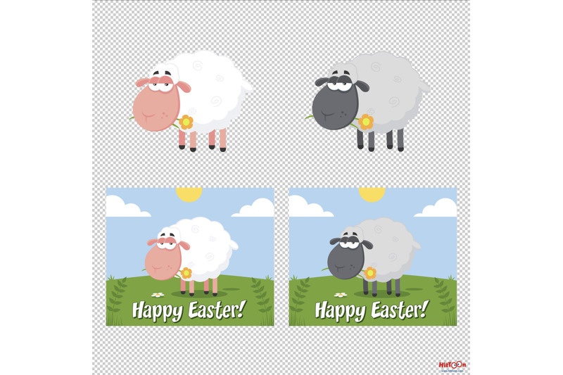 sheep-cartoon-characters-with-a-flower-vector-hand-drawn-collection