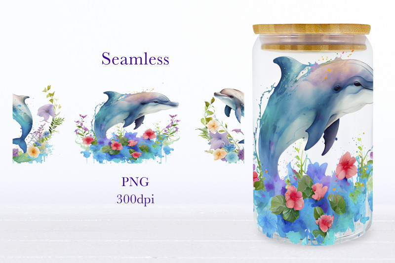 dolphin-glass-can-wrap-ocean-sublimation-png-underwater-life