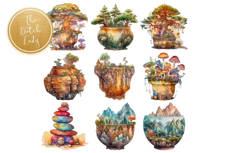potted-micro-worlds-clipart-set